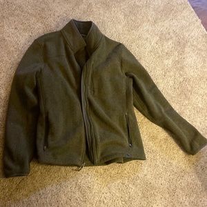 Olive/brown lol bean jacket with zipper pockets, sz large